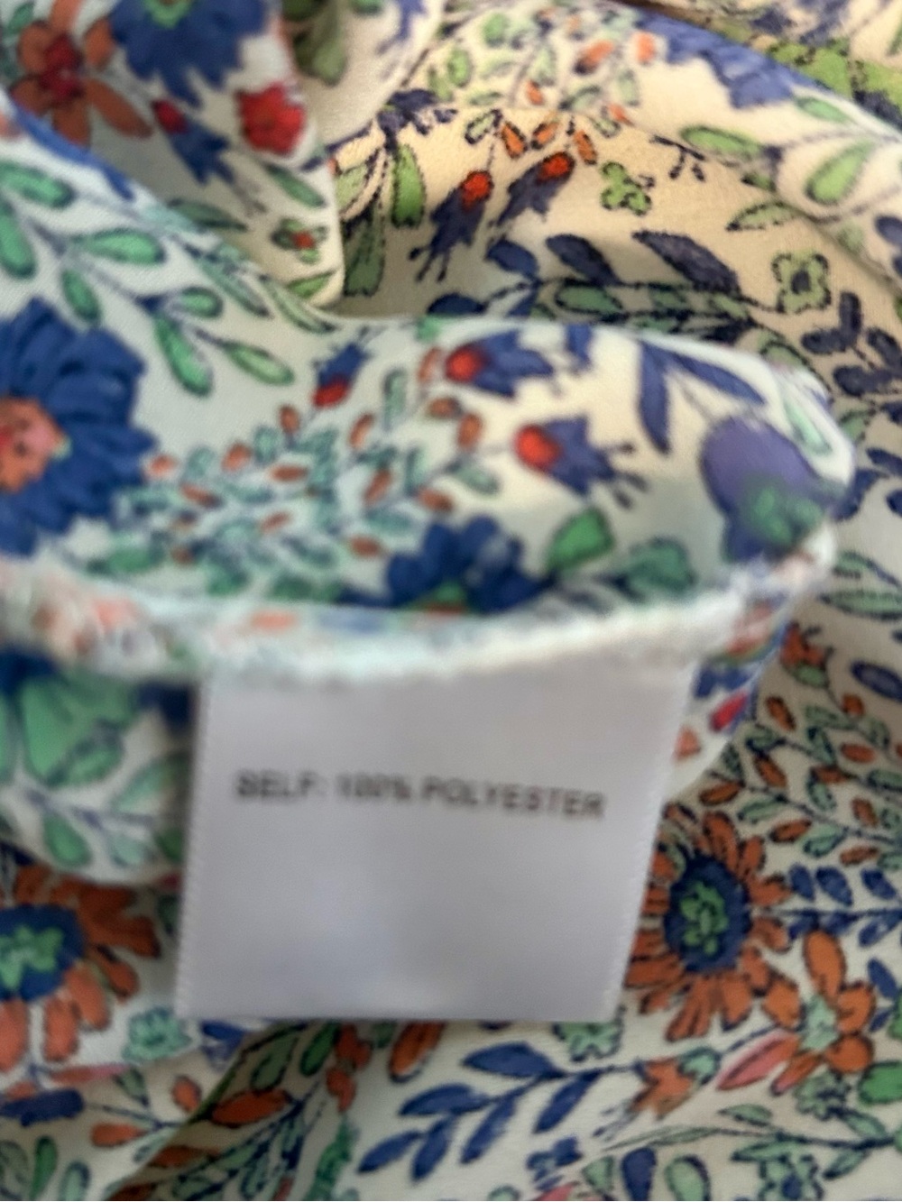 Rose & Olive Floral V-Neck Blouse in Blue, Green & Red - Picture 6 of 6